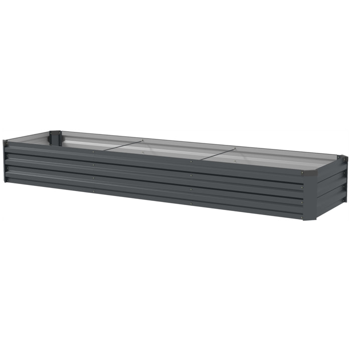 Carré potager rectangulaire dim. 240 x 60 x 30 cm tôle d'acier ondulé anthracite