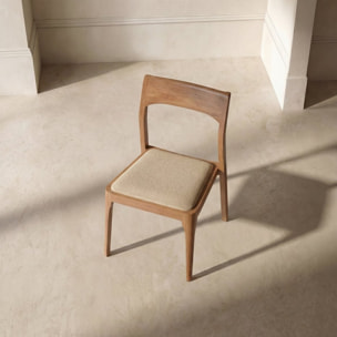 Chaise Nory -bois massif d'hévéa et tapisserie en tissu-couleur noyer 42 x 83 x 54 cm