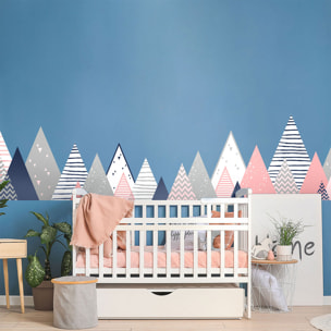 Stickers muraux enfants - Décoration chambre bébé - Autocollant Sticker mural géant enfant montagnes scandinaves ZALNAKA