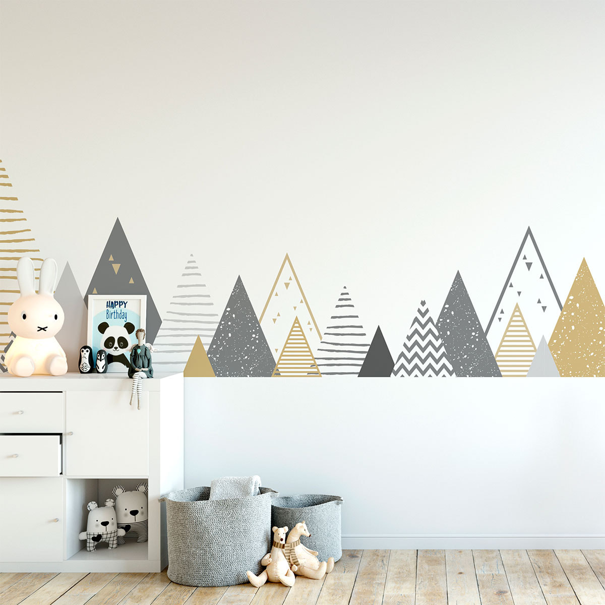 Stickers muraux enfants - Décoration chambre bébé - Autocollant Sticker mural géant enfant montagnes scandinaves ZELINKA