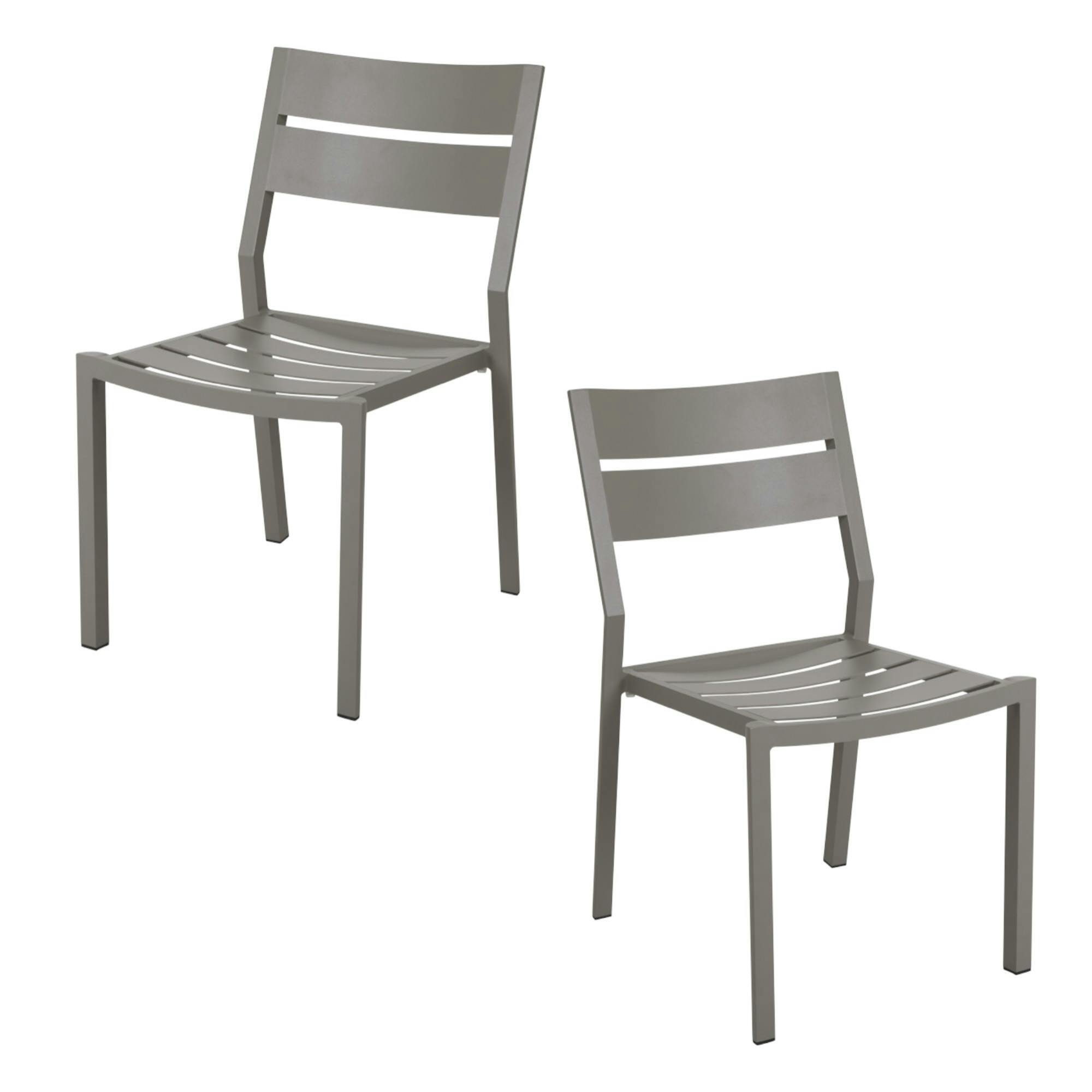 Chaise de jardin en aluminium gris sable (lot de 2) STOCKHOLM