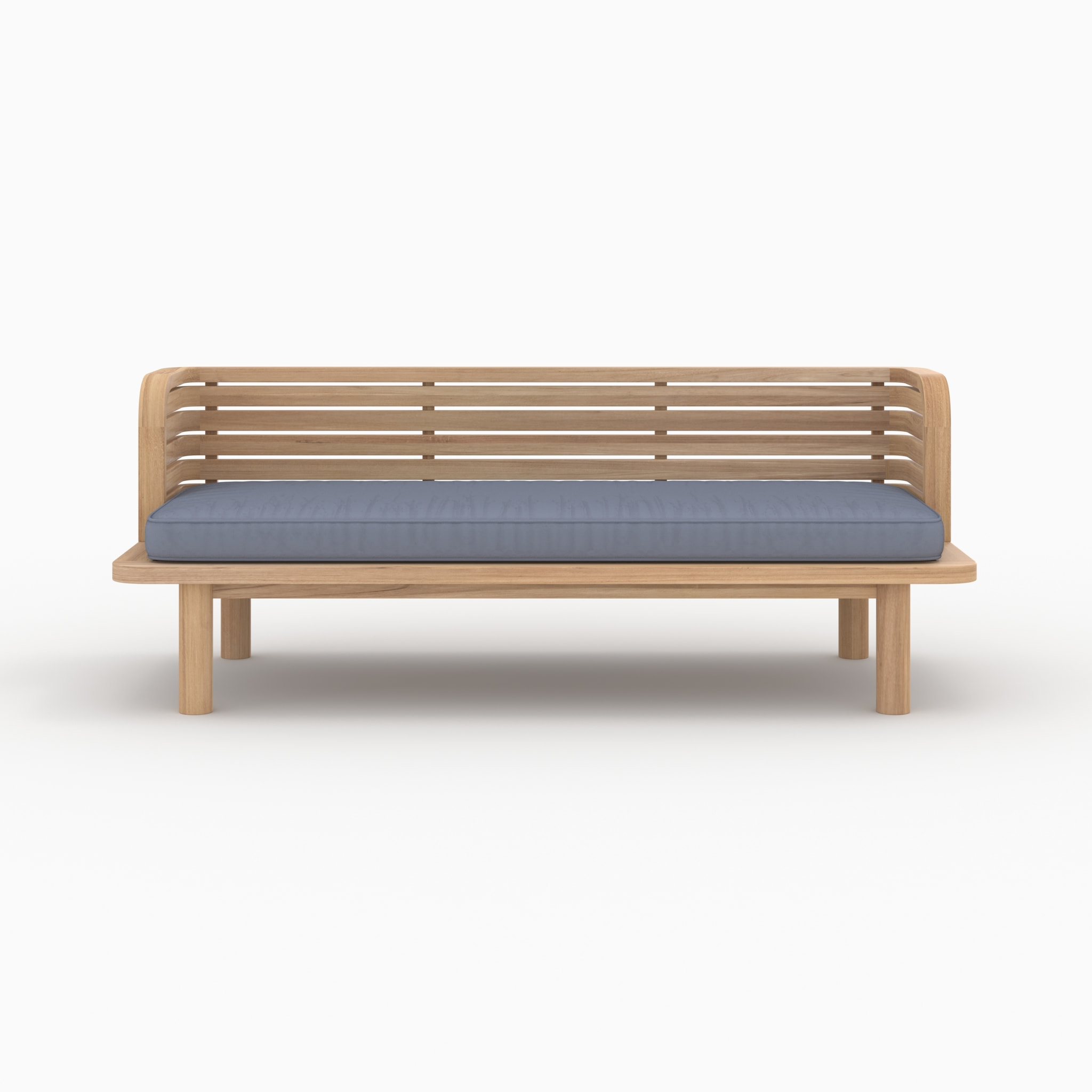 Banquette de jardin 2 places en teck et coussin gris - Kilda