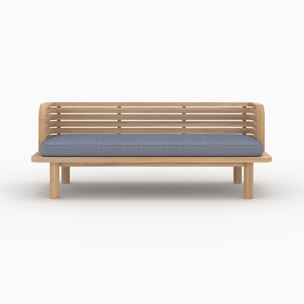 Banquette de jardin 2 places en teck et coussin gris - Kilda