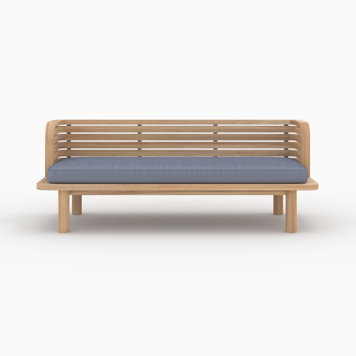 Banquette de jardin 2 places en teck et coussin gris - Kilda