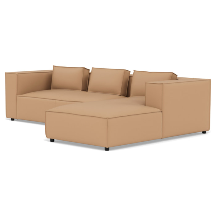 Stella - canapé d'angle droit 4 places en simili - Taupe