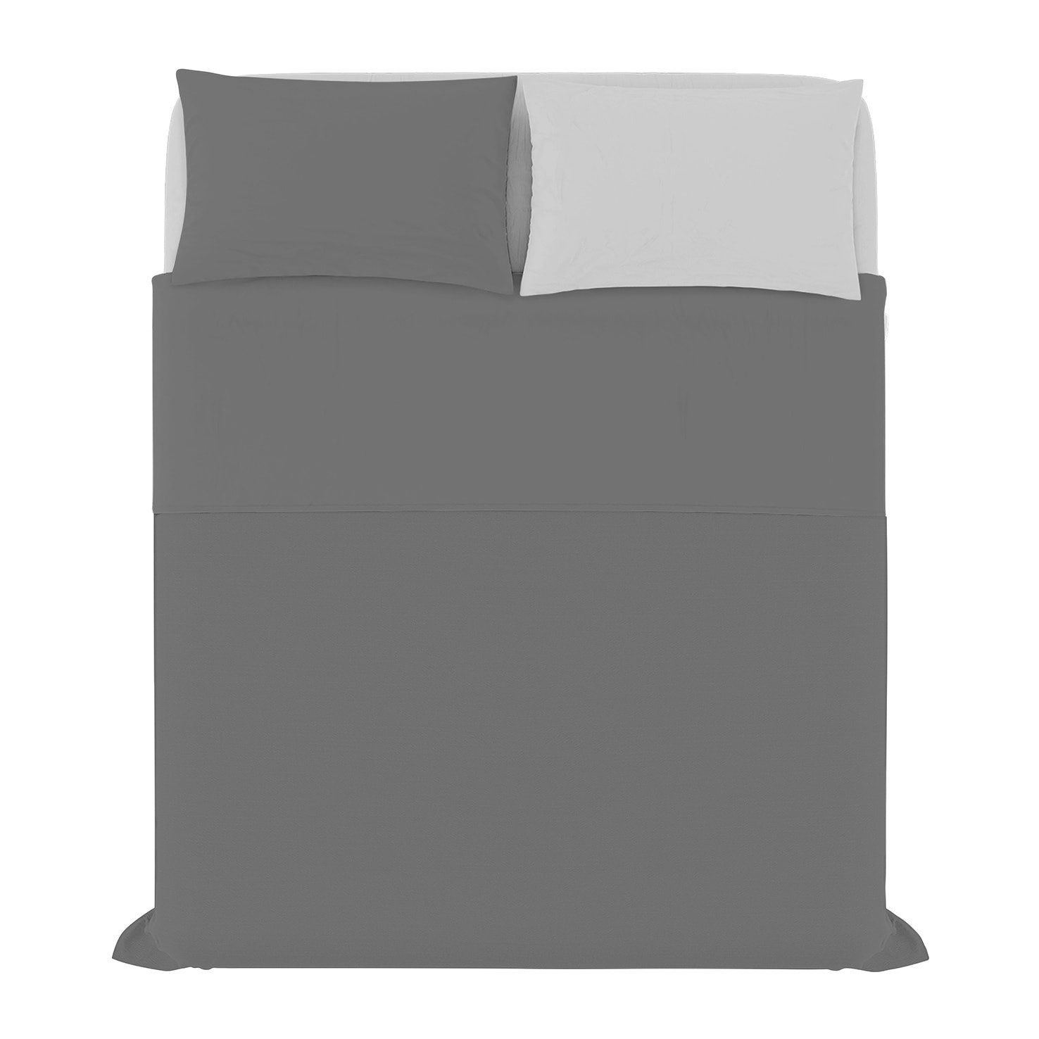 COMPLETO LETTO NATURAL COLOR, 100% Cotone, Made in Italy - FUMO/GRIGIO CHIARO