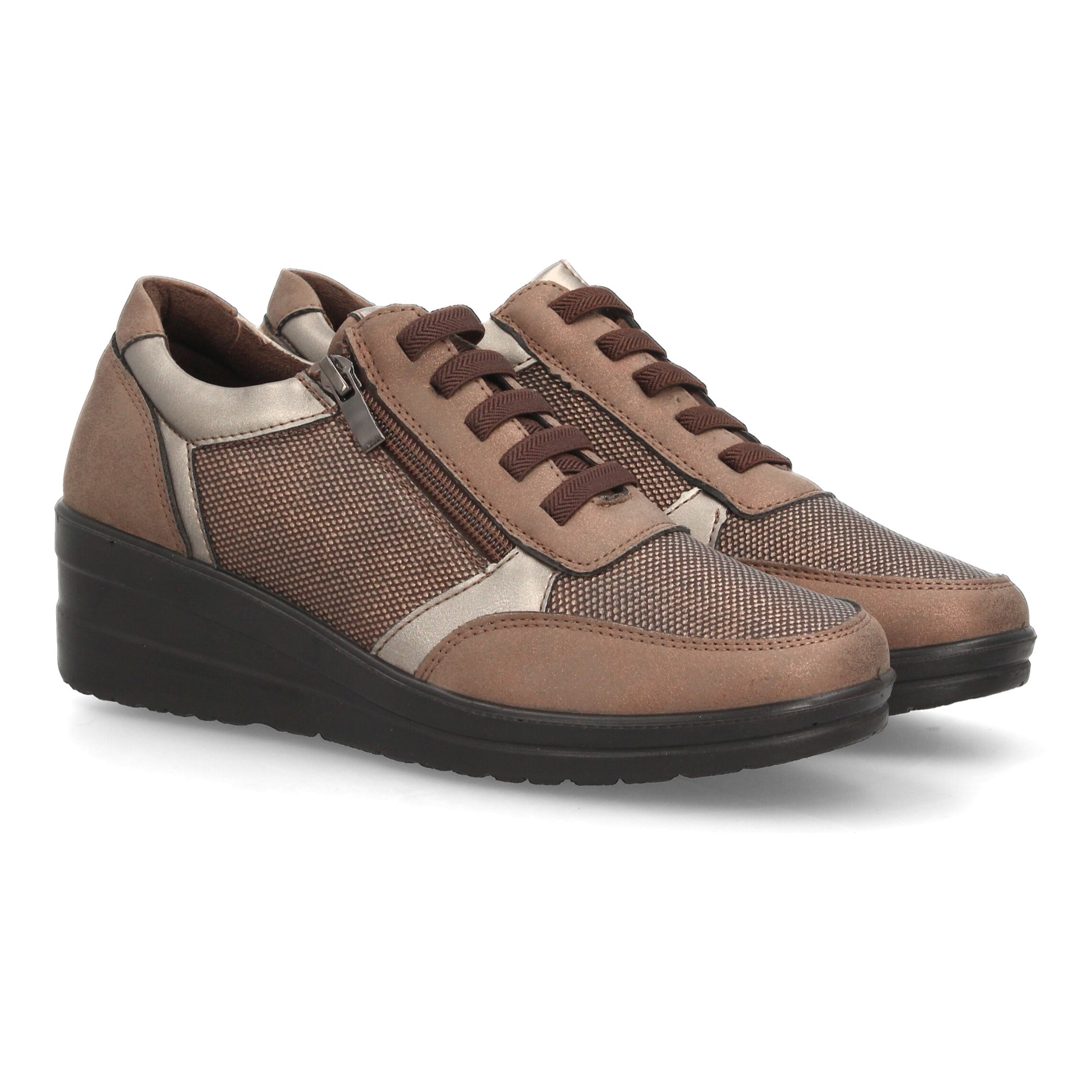 Zapatillas de cuña con cremallera lateral para mujer