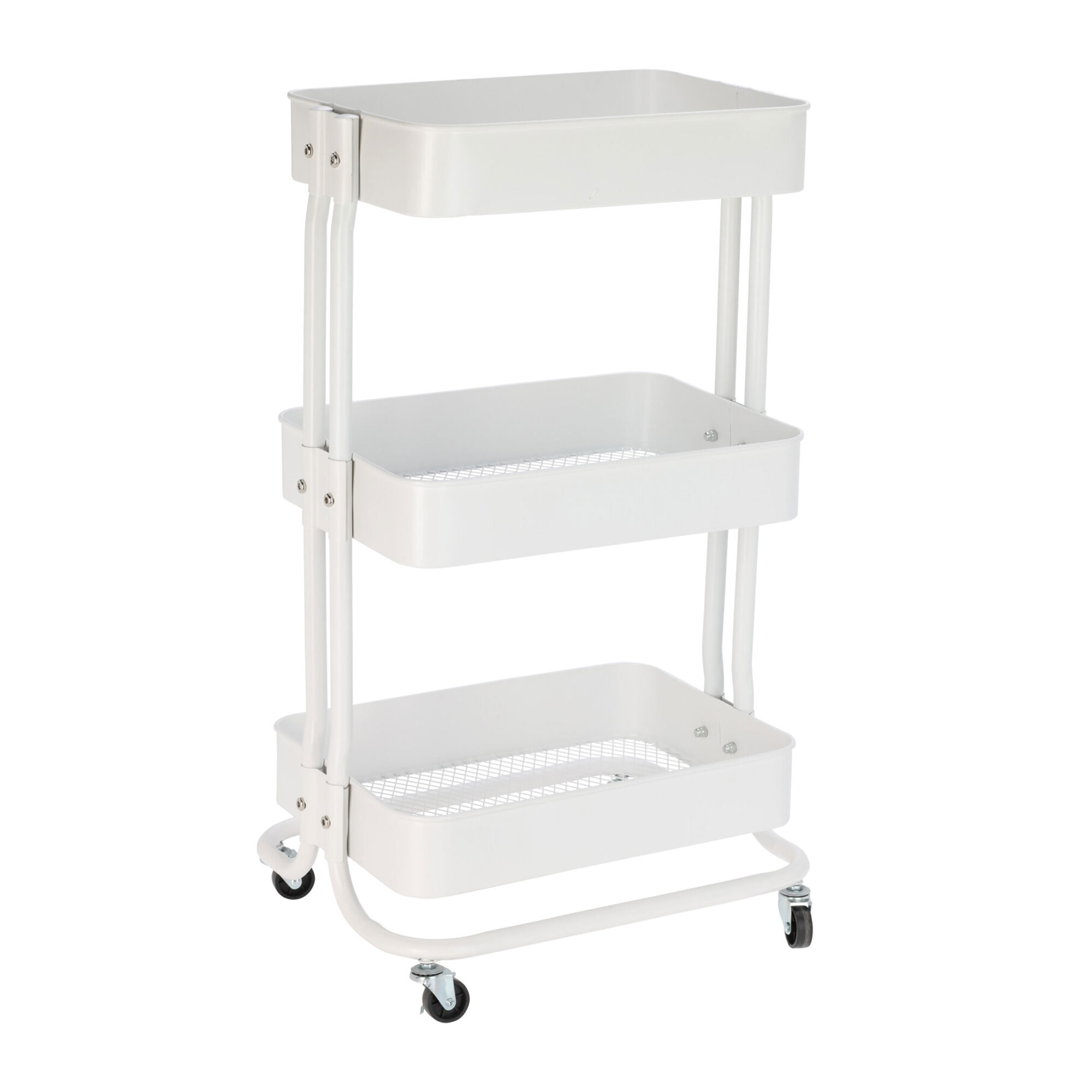 Well home carro de cocina de hierro en blanco con ruedas y 3 cajones