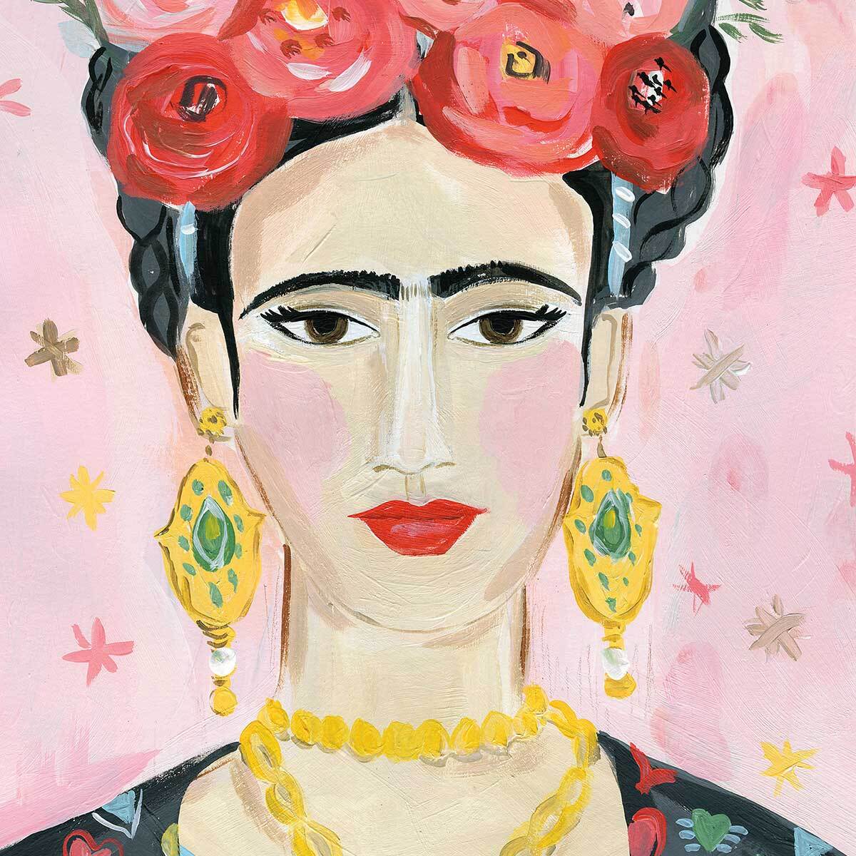 Affiche mode Hommage à Frida Affiche + cadre en bois - Chêne