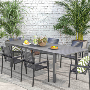 Table de jardin extensible 6-8 personnes dim. 180/240L x 94l x 73H cm alu gris