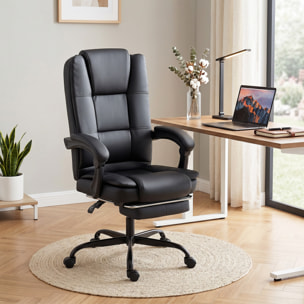 Fauteuil bureau manager inclinable repose-pieds rétractable noir