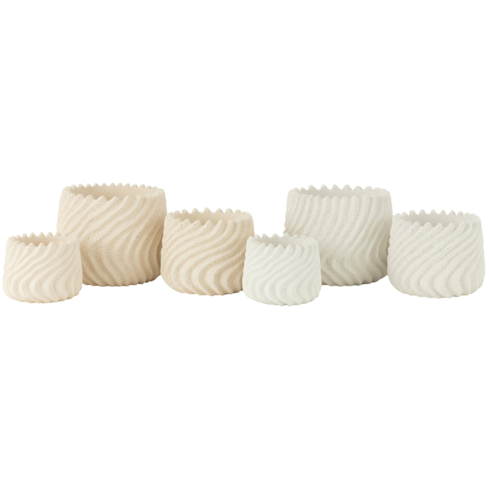J-Line Cachepot Maris Ciment Blanc/Creme Large Assortiment De 2