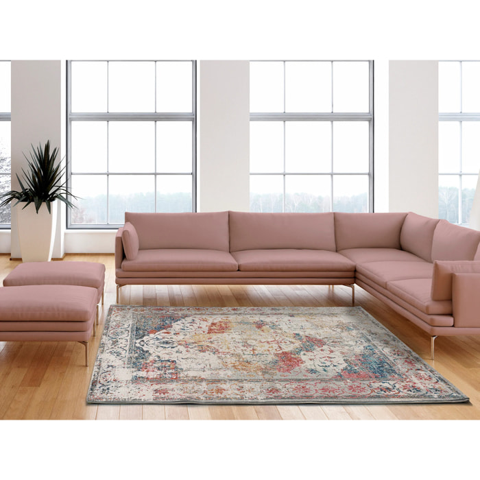 BALAKI Alfombra estilo vintage de pelo corto multicolor, varias medidas disponibles