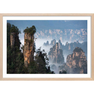 Affiche Roches en Asie Affiche + cadre en bois - Chêne