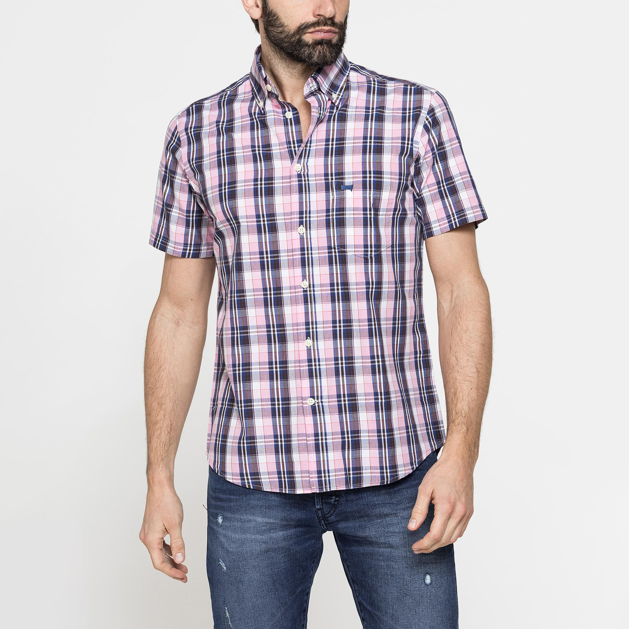 CAMICIA A MANICA CORTA IN COTONE CON FANTASIA