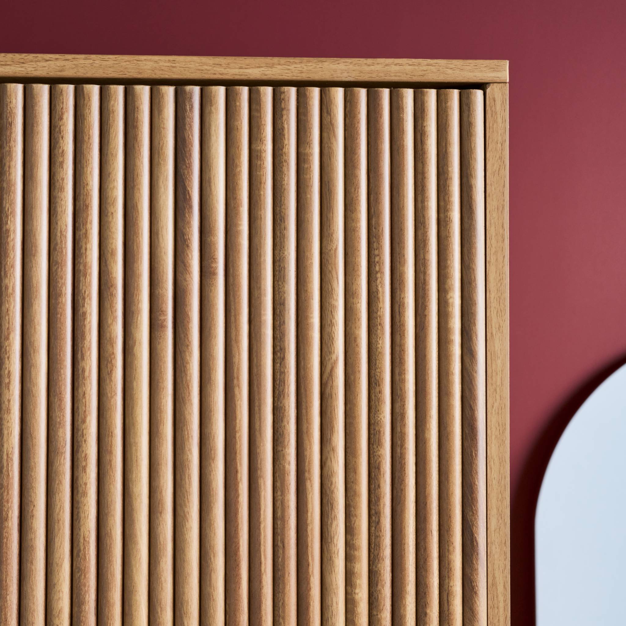 Dressing décor bois de manguier rainuré 2 portes - 90 x 59 x 179.5 cm - Celian