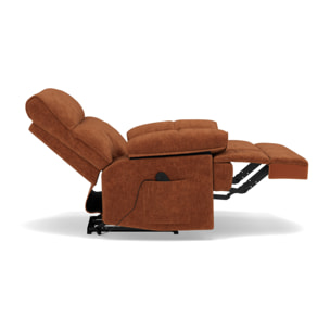 Chandler - Fauteuil relax électrique en velours texturé - Terracotta