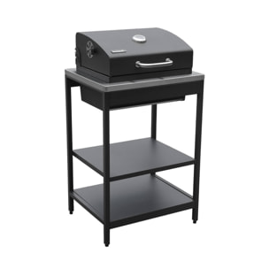 Cuisine extérieure Naxos 2 modules acier inoxydable noir barbecue au charbon avec évier