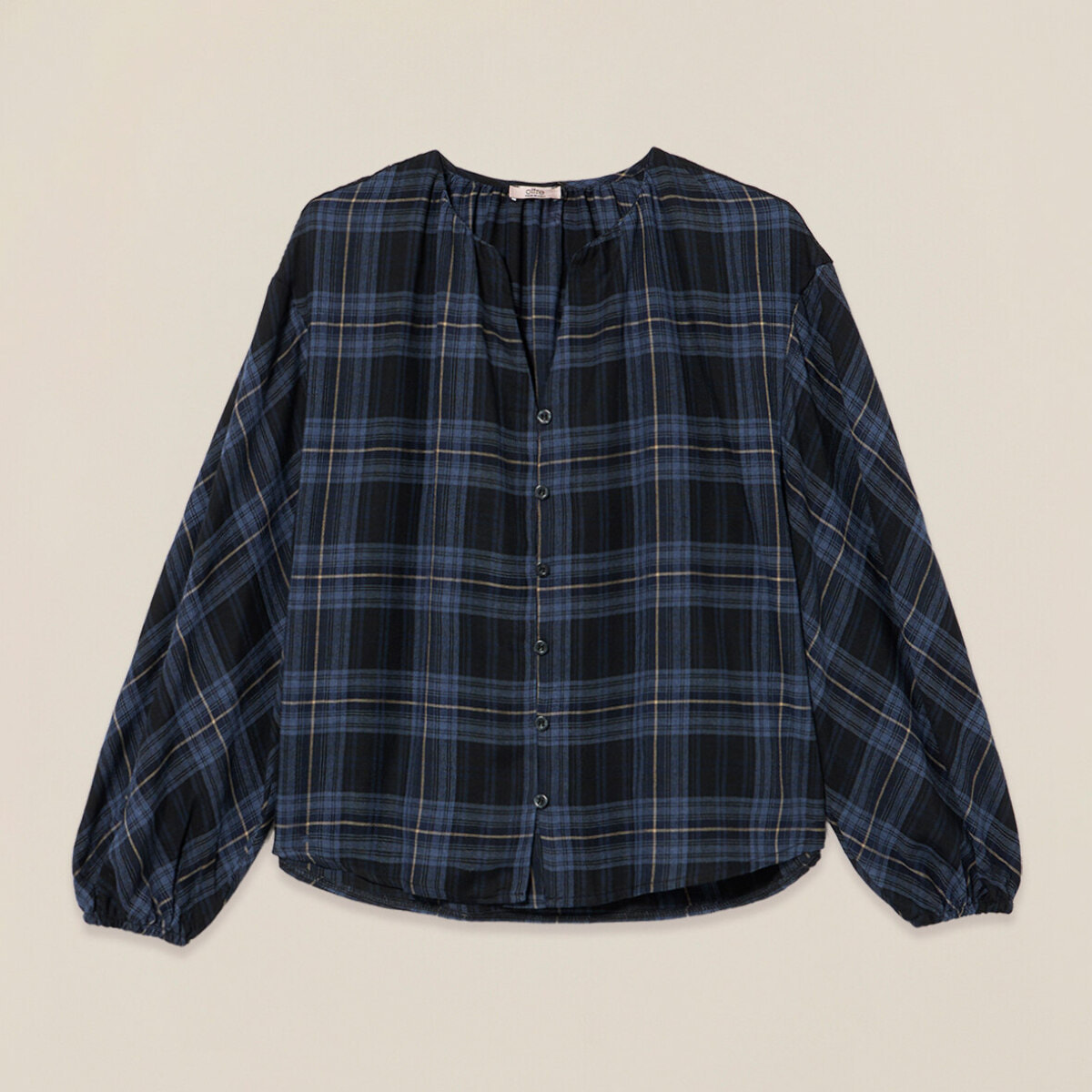 Oltre - Camicia misto viscosa a quadri - Blu