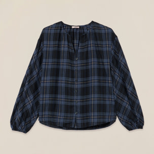 Oltre - Camicia misto viscosa a quadri - Blu