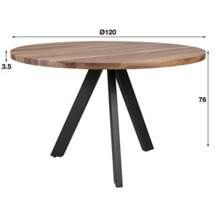 Table à manger ronde en bois D 120 cm HALIFAX