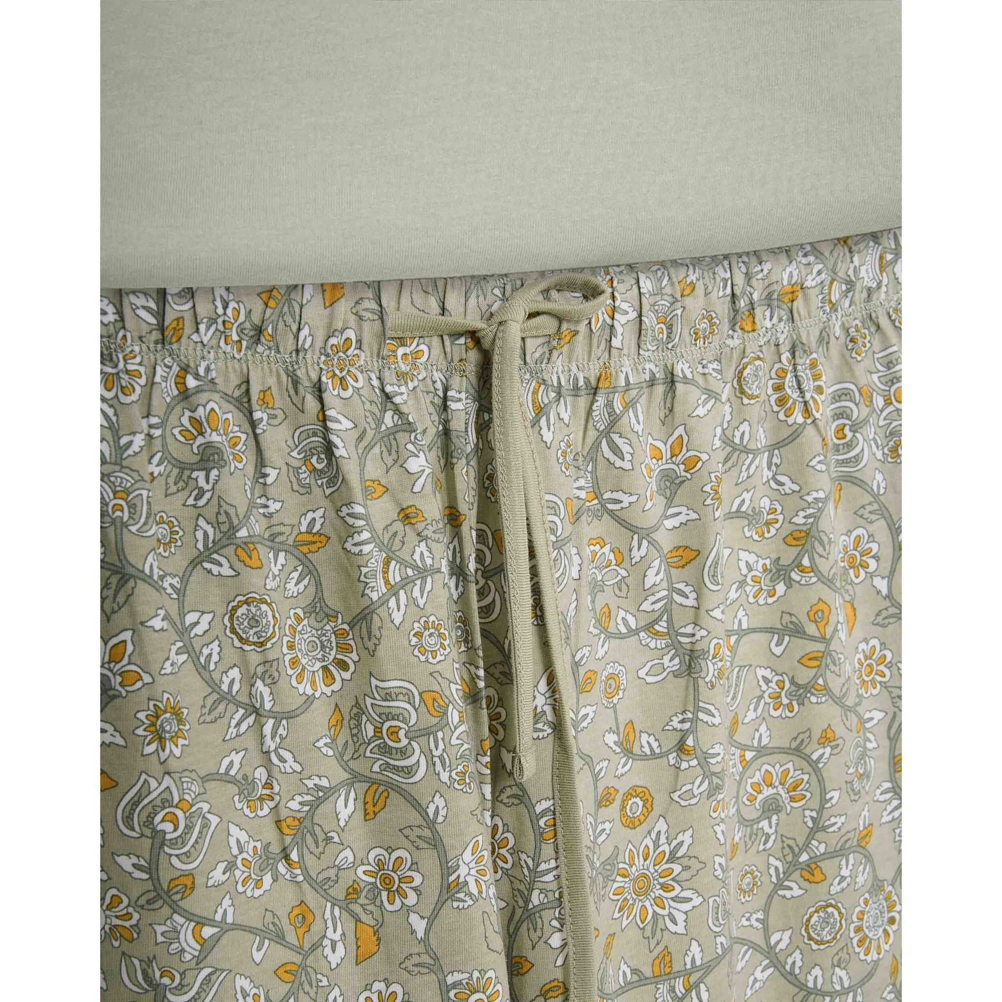Pijama largo de algodón con escote pico seren verde