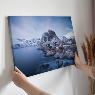 Tableau village nordique sous la neige Toile imprimée