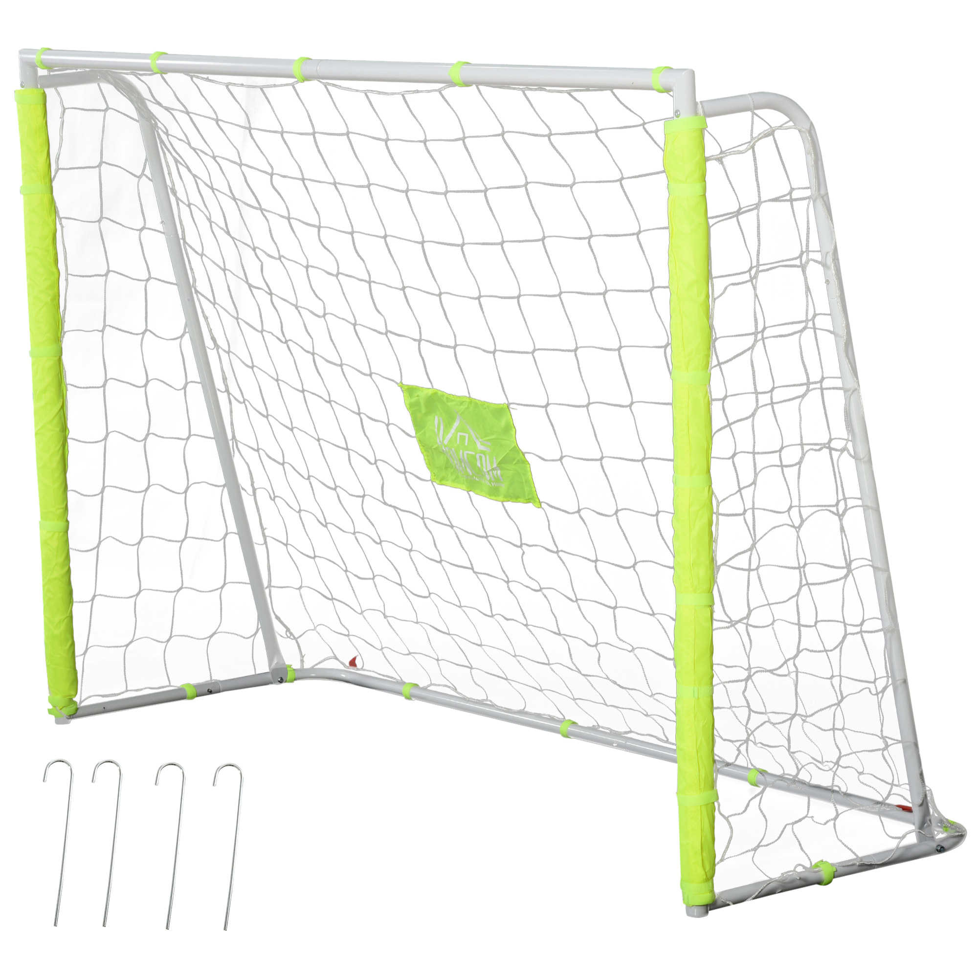 Portería de Fútbol, Puerta de Fútbol con Soporte de Metal y Red, para Entrenamiento en Jardín, Aire Libre, 186x62x123 cm, Blanco y Amarillo
