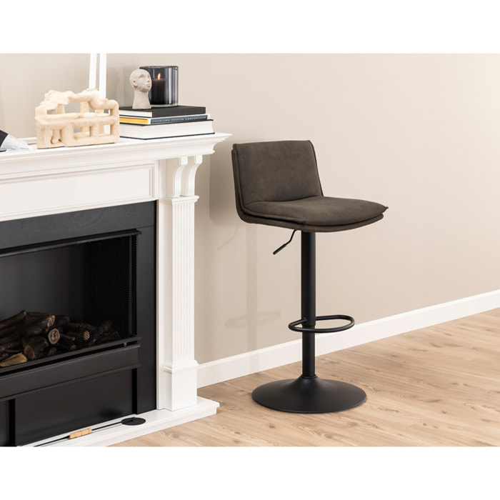 Alora - lot de 2 tabourets - ajustables et pivotants - en tissu texturé et suédine - gris anthracite - Gris Anthracite