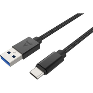 Câble USB C ADEQWAT vers USB 2M tressé Noir