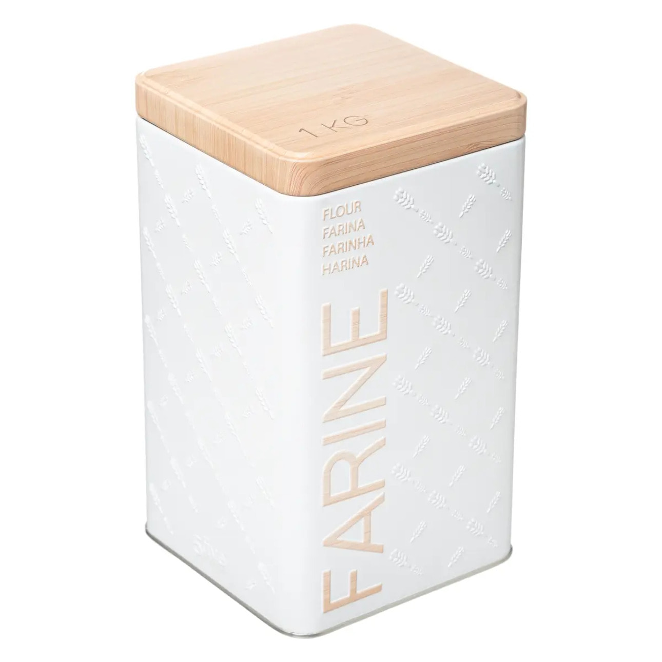 Boîte à farine 1kg métal "Scandinave Nature" blanc
