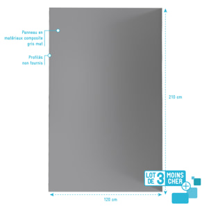LOT de 3 Panneaux Muraux pour salle de bains en Aluminium Gris - 120x210cm - WALL'IT