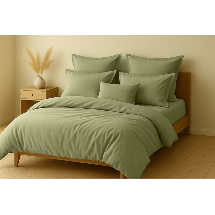 Parure Housse De Couette + 1 taie 100% Coton 57fils Verveine