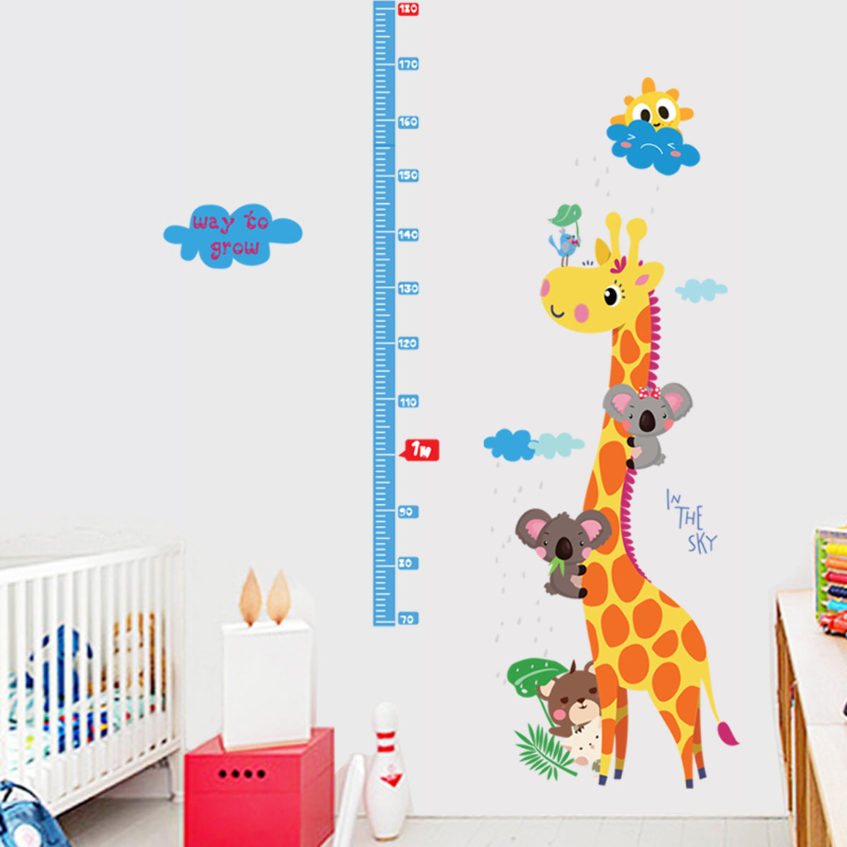 Stickers Muraux décoration adhésifs toise girafe et koalas