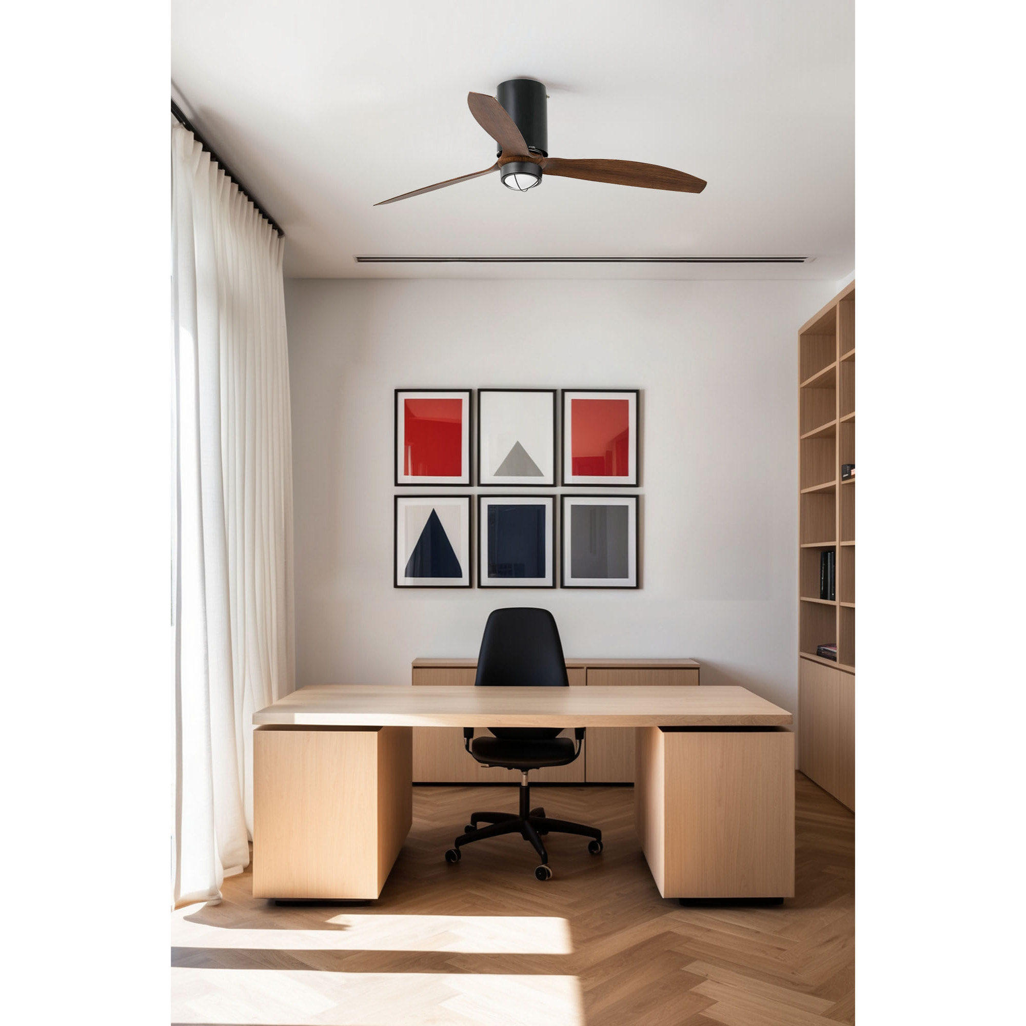 MINI TUBE FAN M LED Ventilatore a soffitto nero opaco/noce