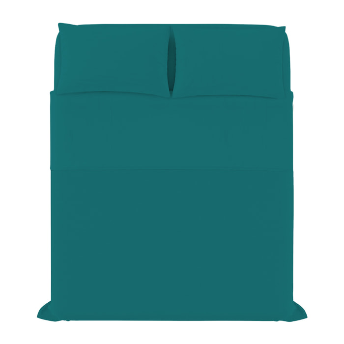 COMPLETO LETTO MAX COLOR, 100% Cotone, Made in Italy - VERDE BOTTIGLIA