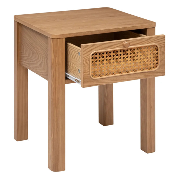 Tables de chevet "Tiria" en placage frêne 1 tiroir H52,5cm