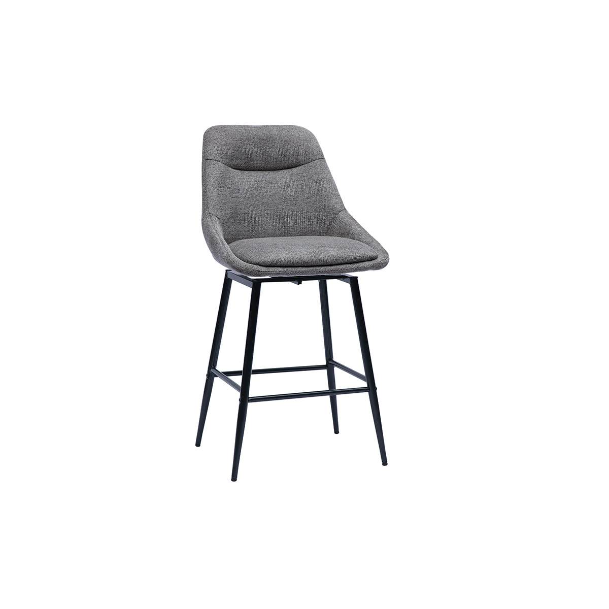Tabourets de bar pivotants 360° en tissu effet velours texturé gris et métal H66 cm (lot de 2) ALESS
