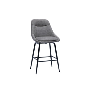 Tabourets de bar pivotants 360° en tissu effet velours texturé gris et métal H66 cm (lot de 2) ALESS