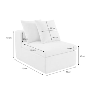 Fauteuil compressé pour canapé modulable tissu chenille 1 place MOVI