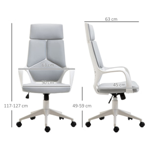 Silla de Oficina Giratoria, Función Basculante, Silla de Escritorio de Malla con Altura Ajustable, Respaldo Alto y Reposabrazos, para Estudio, Dormitorio, Despacho, Carga 120 kg, Gris