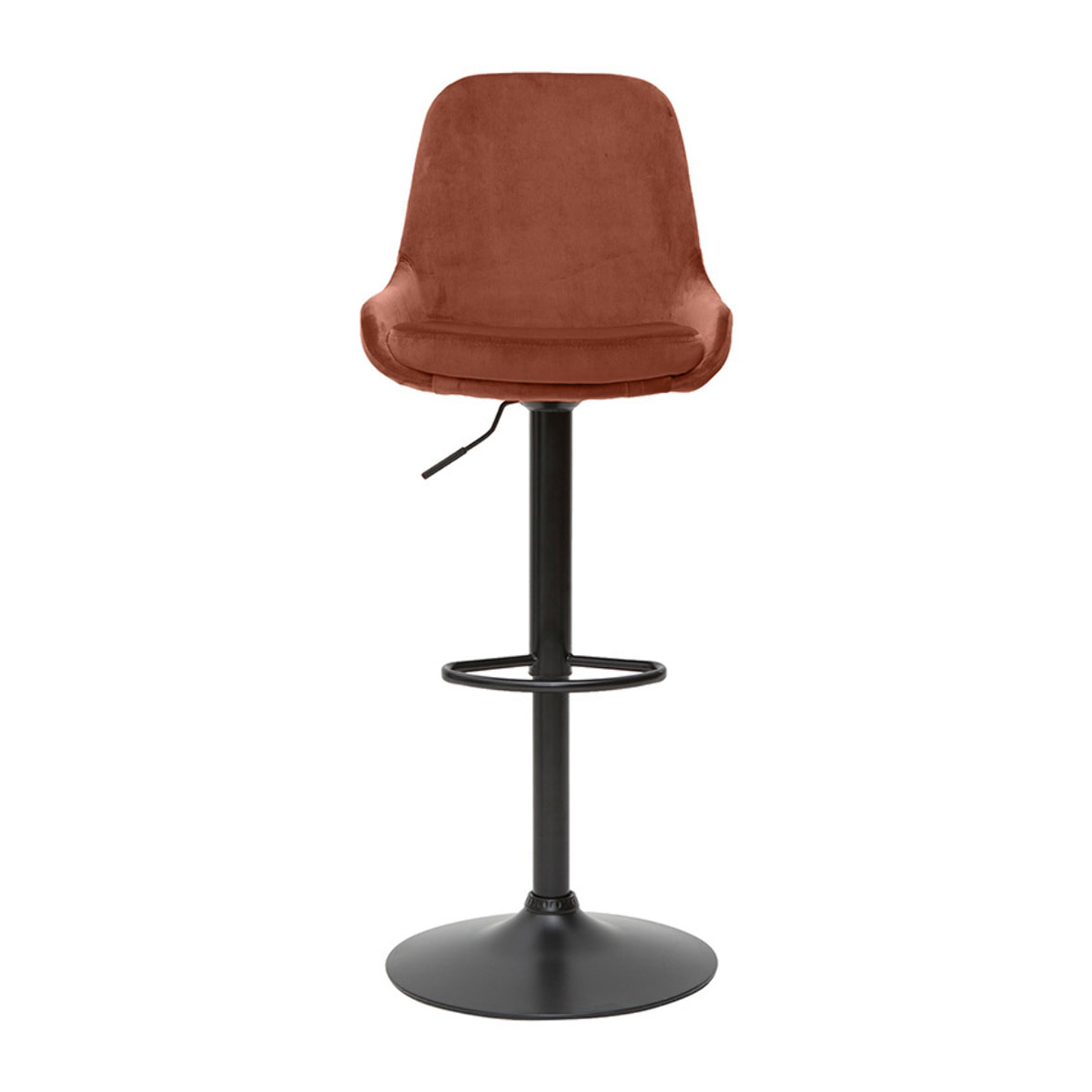 Tabourets de bar design réglables velours rouge tomette (lot de 2) HOLO