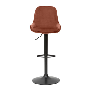 Tabourets de bar design réglables velours rouge tomette (lot de 2) HOLO