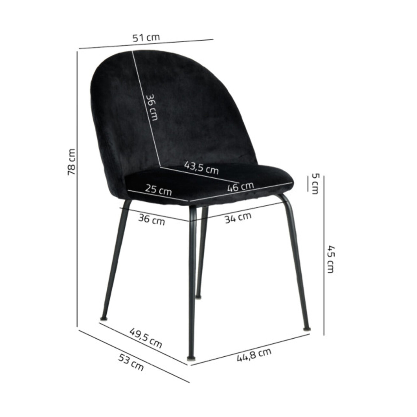 Chaise design en velours dossier capitonné - CLEA