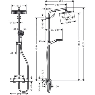 Colonne de douche Crometta E 1jet chromé - HANSGROHE - 27271000