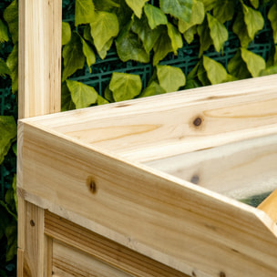 Table de rempotage - table de jardinage avec 2 étagères plan de travail métal galvanisé avec rebord - 4 crochets - table de plantation bois sapin pré-huilé