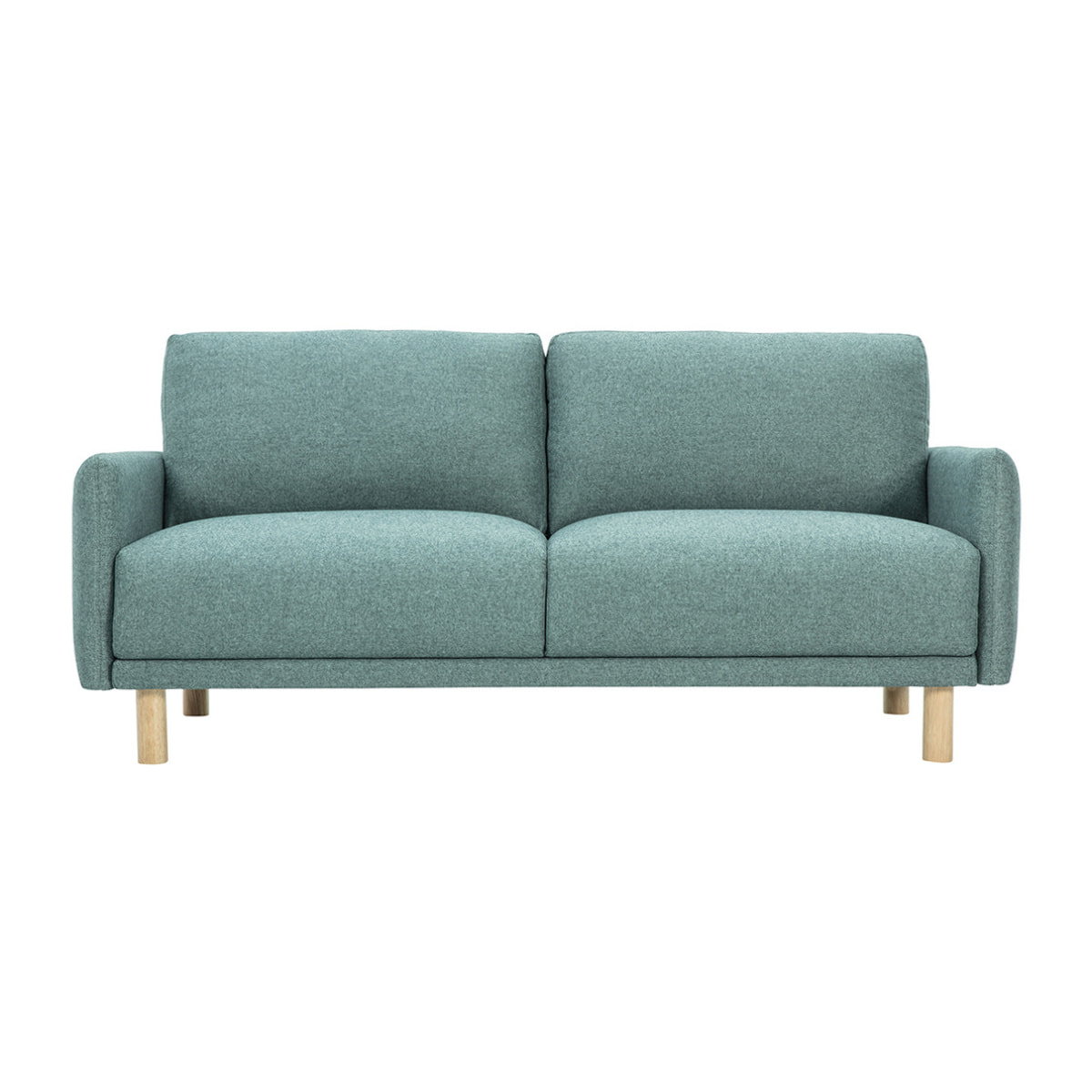 Canapé design 3 places en tissu vert de gris et bois clair BONO