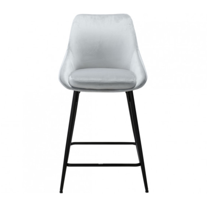 Tabouret de bar en velours avec piètement métal noir - 6 coloris - MONDO