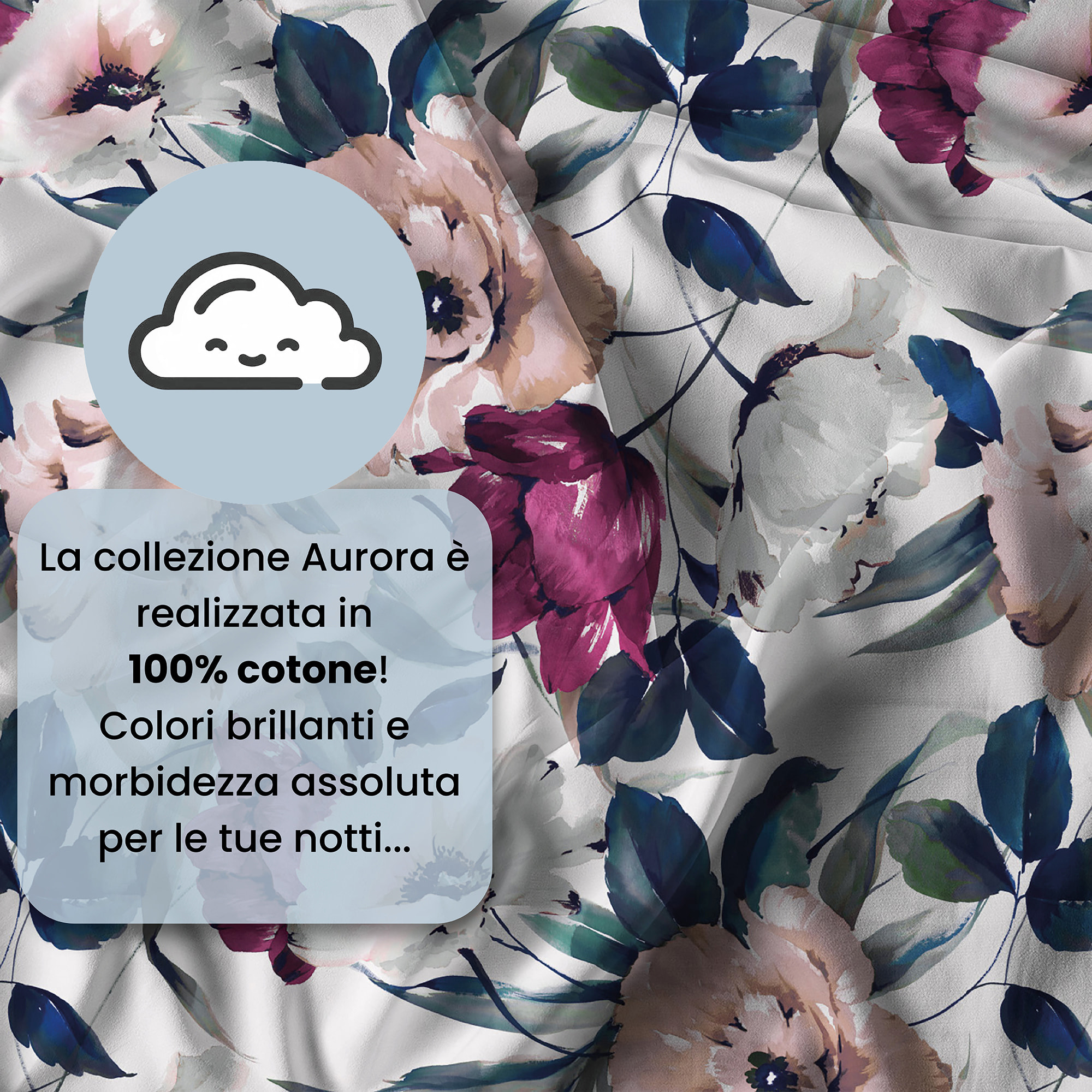 PARURE COPRIPIUMINO MATRIMONIALE AURORA STAMPA DIGITALE -100% cotone Made in Italy