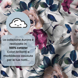 PARURE COPRIPIUMINO MATRIMONIALE AURORA STAMPA DIGITALE -100% cotone Made in Italy